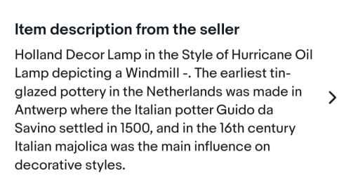 **ANTIQUE** HOLLAND DECOR LAMP IN THE STYLE OF HURRICANE OIL LAMP -MADE IN NETHERLANDS *62CM **BIG *