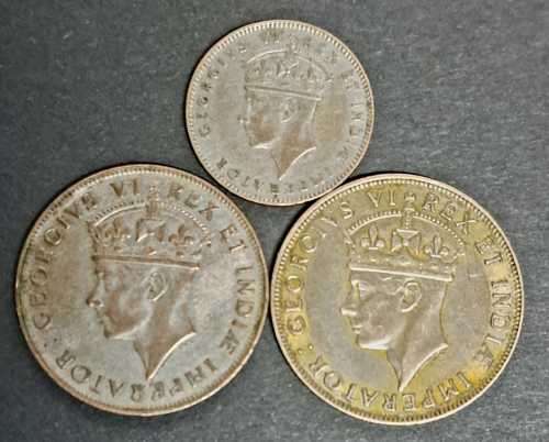2×1 SHILLINGS COINS +FIFTY CENTS   2×1937  &  1×1942.   3 SILVER COINS  21GRAMS  EAST-AFRICA