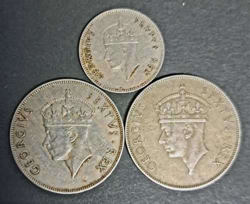 3× BRITISH EAST AFRICA COINS 2× 1 SHILLING  & 50c  COINS  3COINS   SCARSE ?