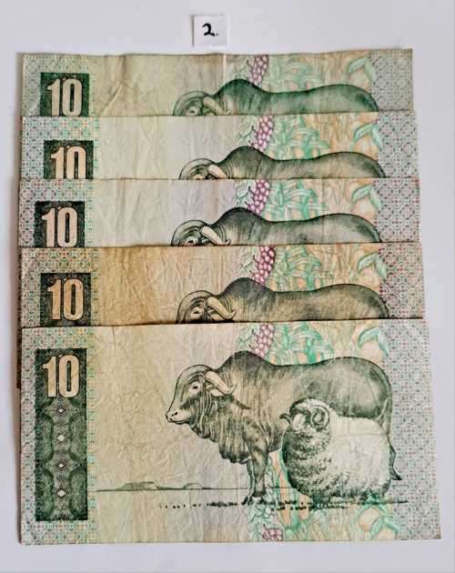 SUID-AFRIKAANSE RESERWEBANK SET OF 5×R10 NOTES