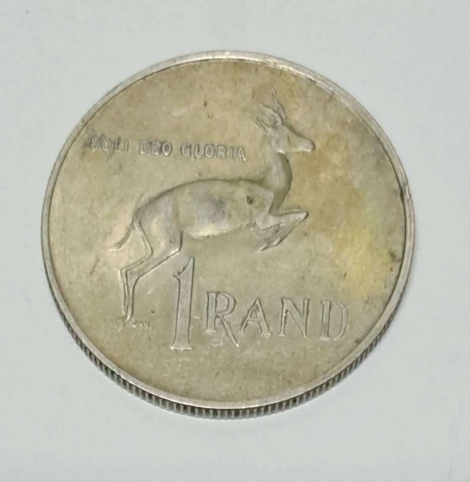 VINTAGE OLD SILVER 1RAND COIN 1967 SOUTH AFRICA **ENGLISH LEGENDS COIN** DR  *OLD SILVER* 15,4 GRAMS