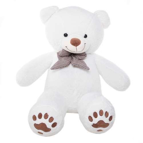 Giant Teddy Bear with a Bow-Tie & Paws  - White - 80cm