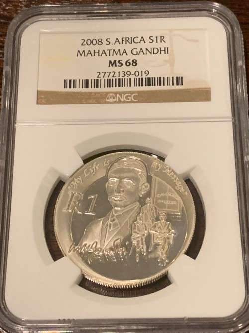 Buy 2008 SILVER R1 -MAHATMA GANDHI. NGC GRADED MS68 S1R