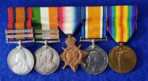 ANGLO BOER WAR + WW1 GROUPING - QSA + KSA - CAPE GARRISON ARTILLERY