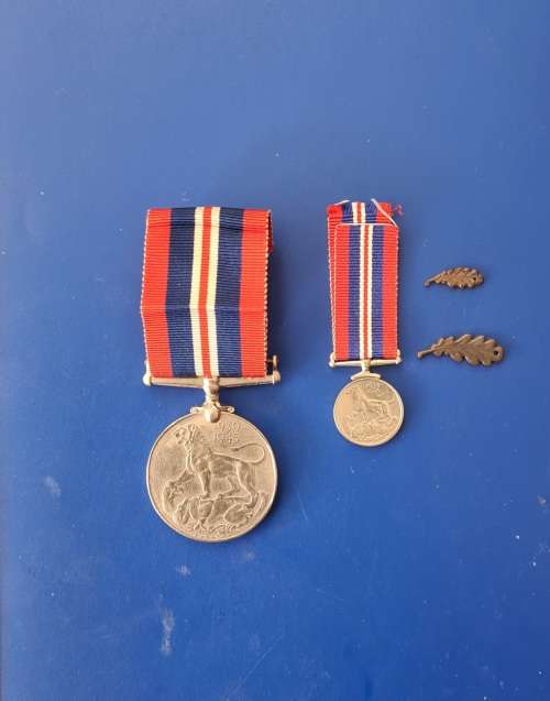 WW2 - WAR MEDAL - FULL SIZE + MINIATURE + EMBLEMS