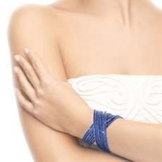 15" Rhodium Bracelet, Blue Fine Swarovski Crystal set