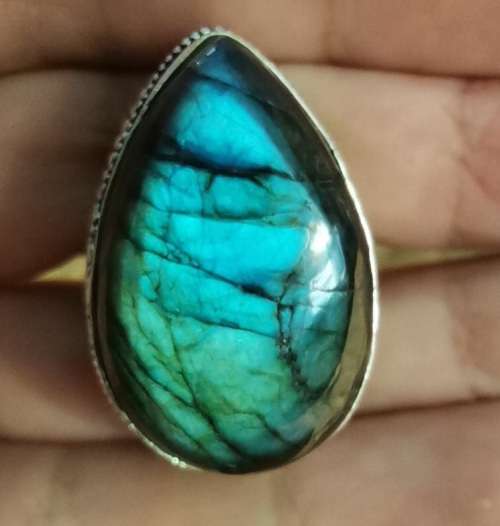 Sterling Silver labradorite ring. Size 7.5