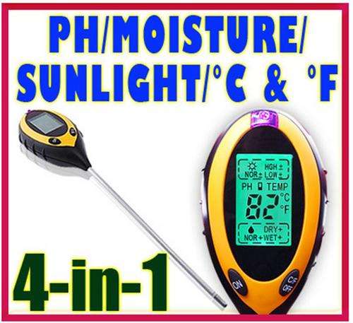 4in1 pH Moisture Light Soil Meter Thermometer DEG C/F