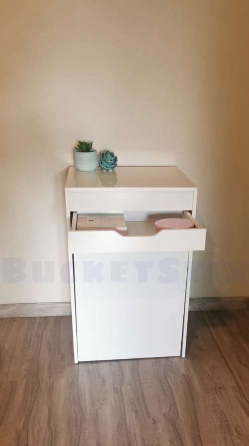White Compact Dresser Table Chair