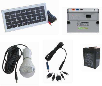 Solar Powered Home and Camping Light System with built in Cellphone Charger - 1 Light
