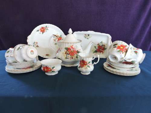 Royal Albert Poinsettia / Yuletide tea set