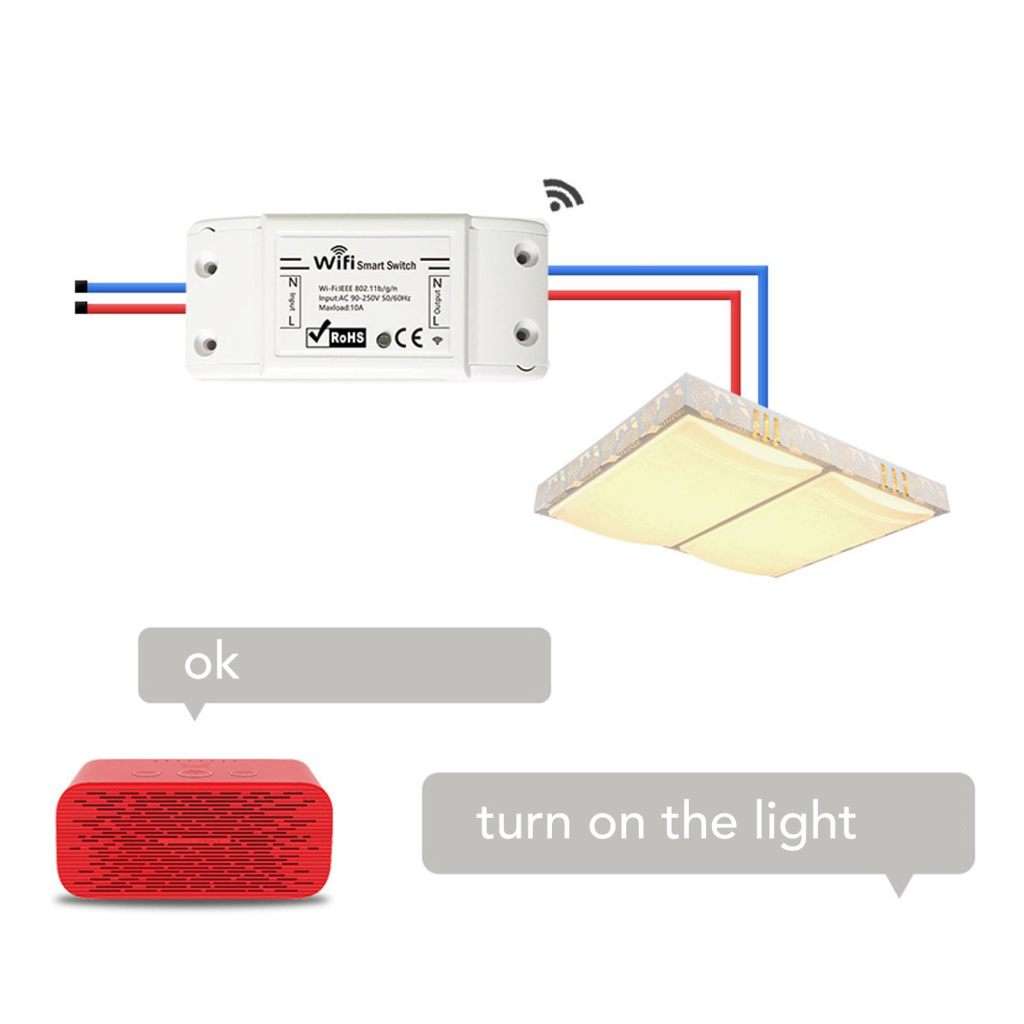 Mini Smart Relay WiFi Switch, 1 PCS DIY Switch Module Voice Control Wireless Remote Switch