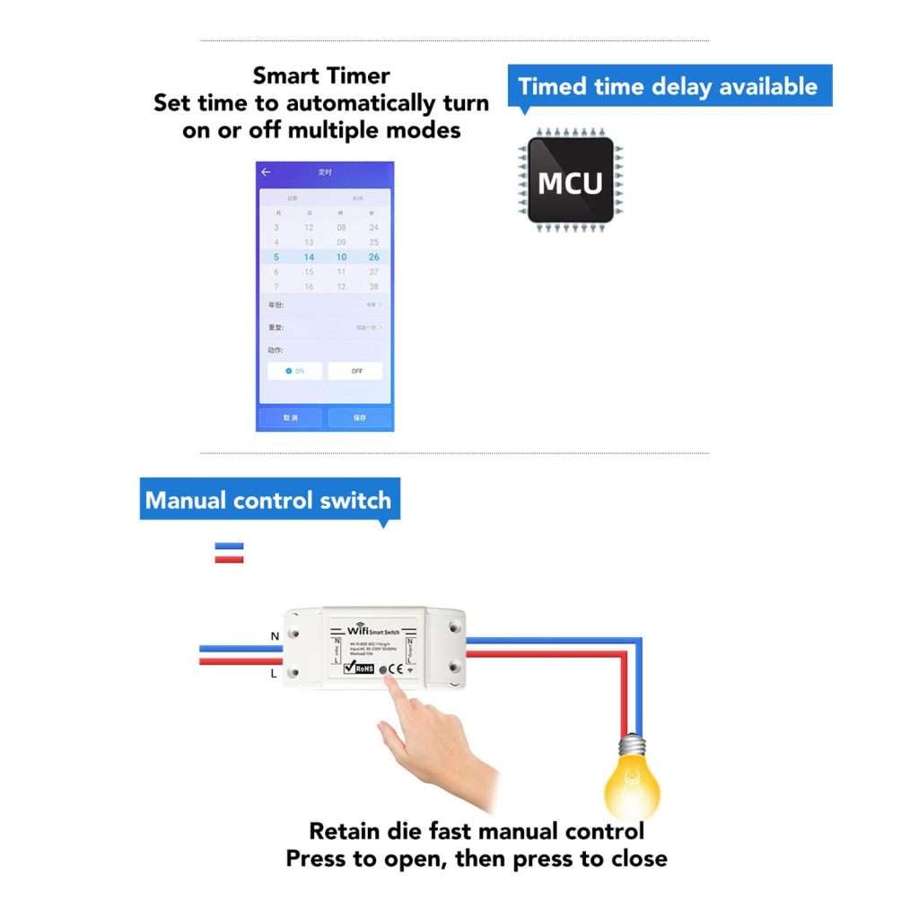 Mini Smart Relay WiFi Switch, 1 PCS DIY Switch Module Voice Control Wireless Remote Switch
