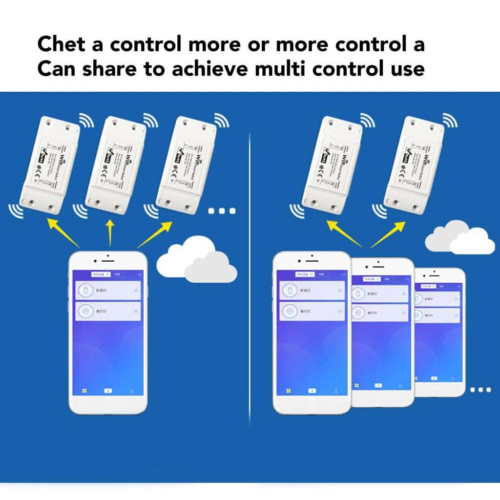 Mini Smart Relay WiFi Switch, 1 PCS DIY Switch Module Voice Control Wireless Remote Switch