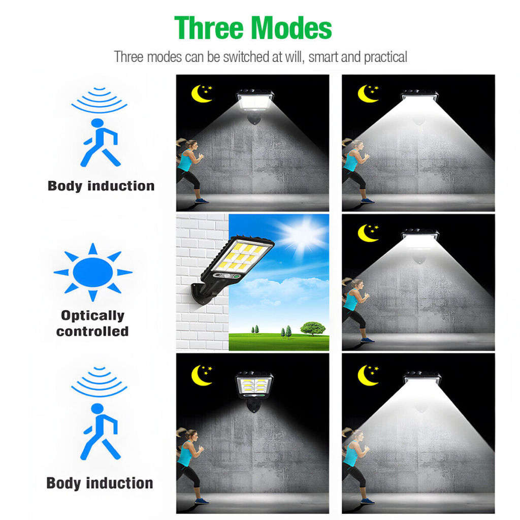 LED Solar Light Motion Sensor 3 Mode Floodlight Outdoor Street Wall Courtyard Garden