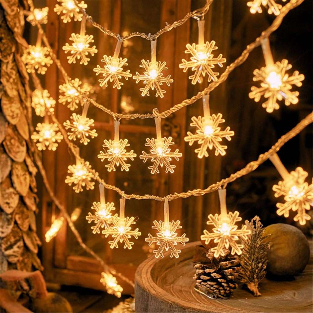 26.2ft 80 LED String Lights Waterproof Warm White (Snowflake) Lights Wedding Party Halloween Christm