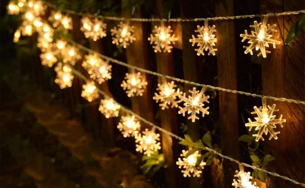 26.2ft 80 LED String Lights Waterproof Warm White (Snowflake) Lights Wedding Party Halloween Christm