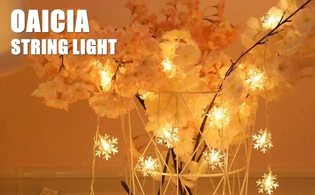 26.2ft 80 LED String Lights Waterproof Warm White (Snowflake) Lights Wedding Party Halloween Christm