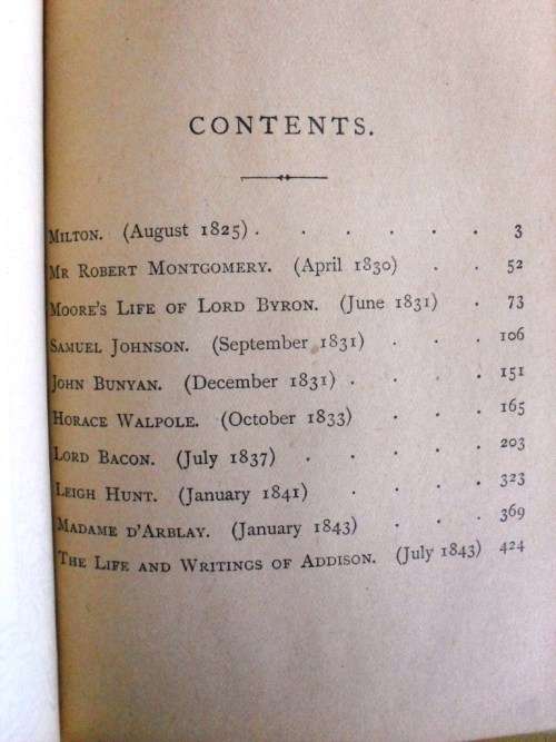 Macauley's Literary Essays [NO RESERVE, REDUCED TO CLEAR]