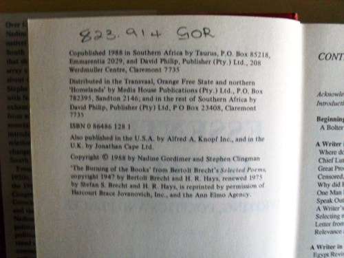 The Essential Gesture, Nadine Gordimer