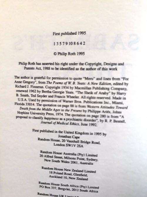 Sabbath's Fear, Philip Roth