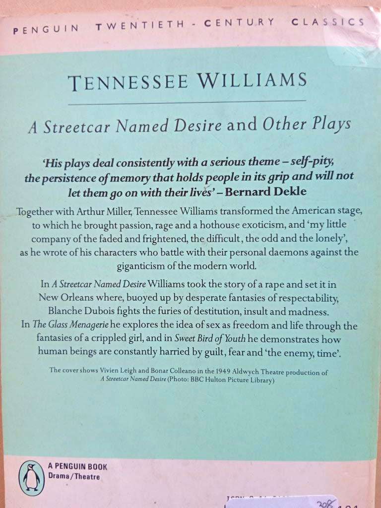 A Streetcar Named Desire and Other Plays, Tennessee Williams
