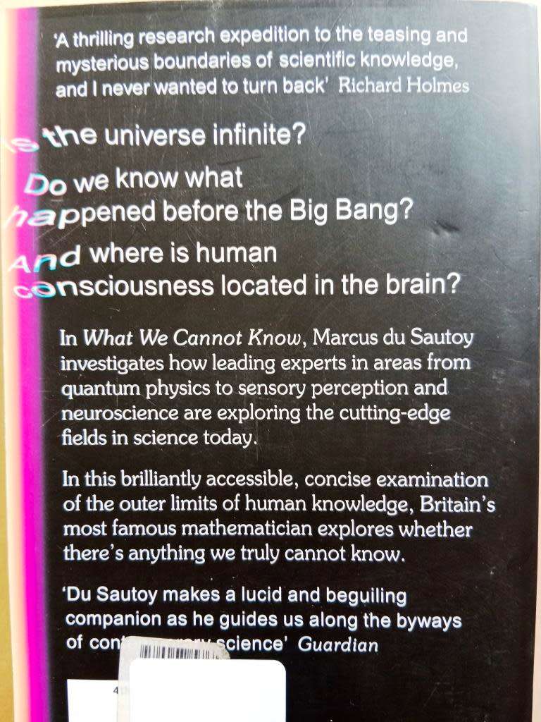 What We Cannot Know, Marcus du Sautoy