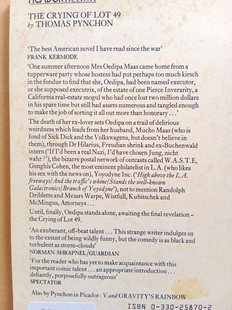 The Crying of Lot 49, Thomas Pynchon