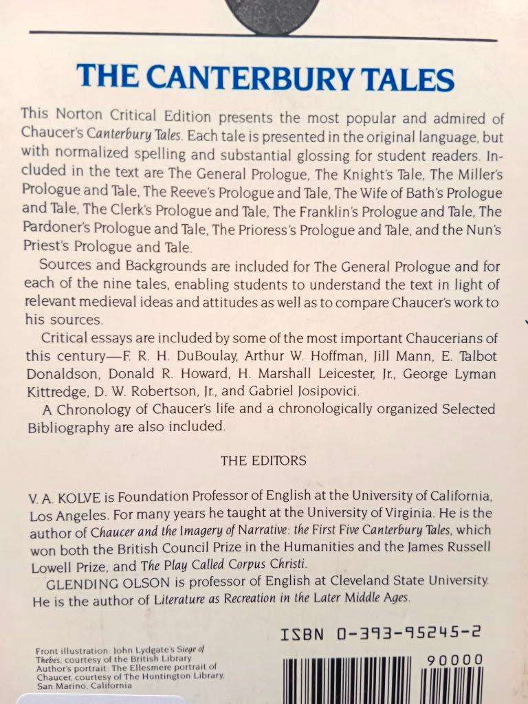 The Canterbury Tales - Nine Tales and the General Prologue, Geoffrey Chaucer [Norton Critical Ed.]