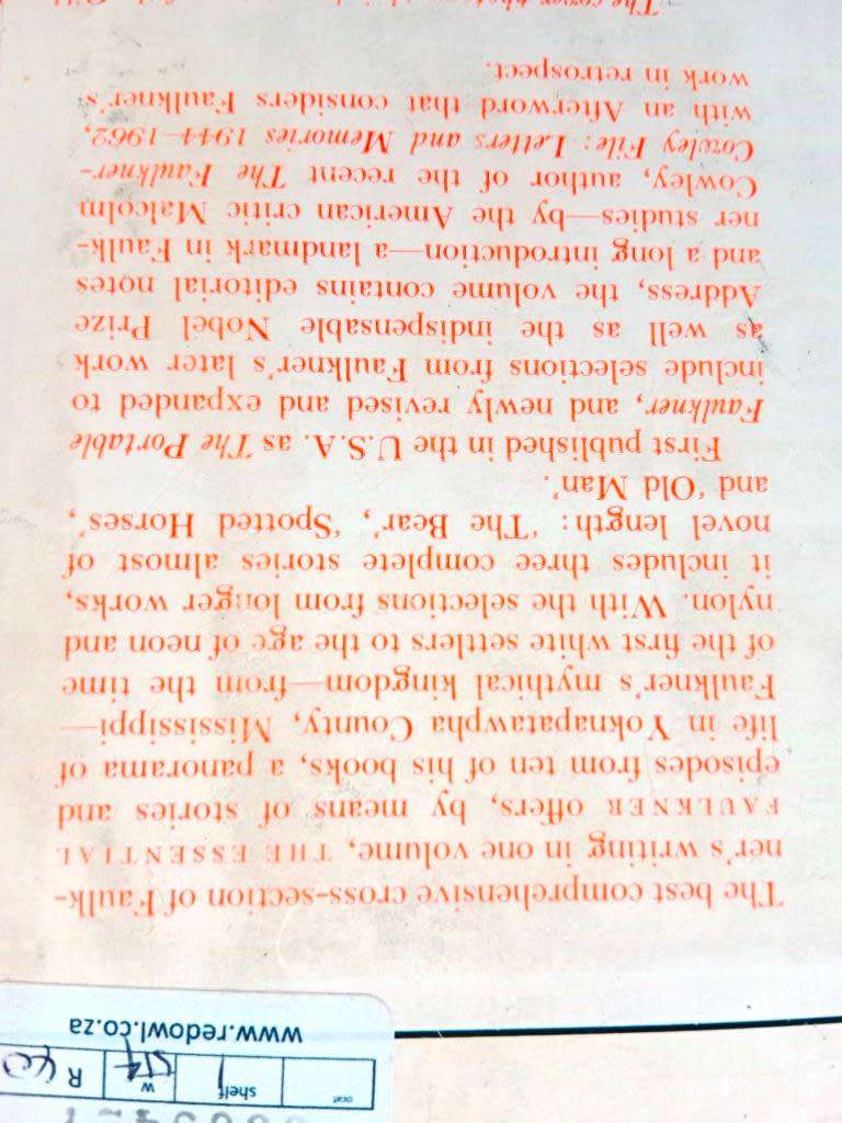 The Essential Faulkner, edited by Malcolm Cowley