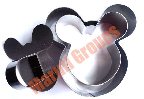 3pc Mickey Mouse Stainless Steel Mousse Cake Ring Mold (cookie cutter) 8cm,10cm