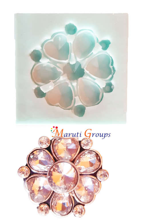 Flowerly Heart Gem silicone fondant mould 7cm x 7cm