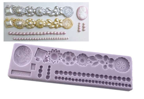 Brooch Border silicone fondant mould 21cm x 6.2cm