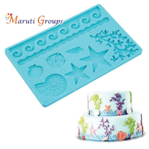 Shell sea theme silicone mould 18cm x 12cm