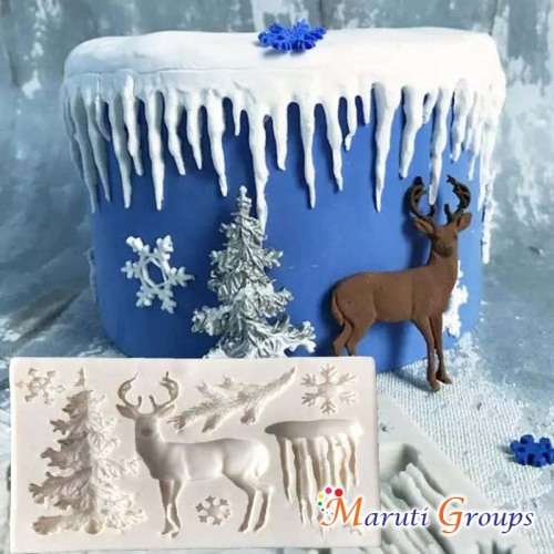 Christmas reindeer snow tree silicone mould