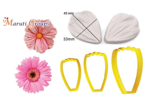 5pc Flower Veiner DAISY / GERBERA PETAL Silicone Mould  + Cutter
