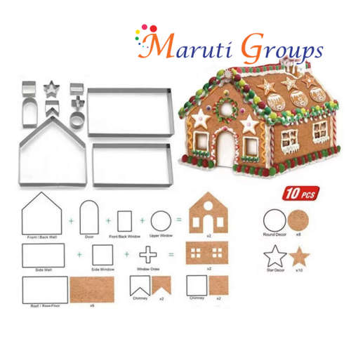 10pc/set Christmas house cookie cutter stainless steel