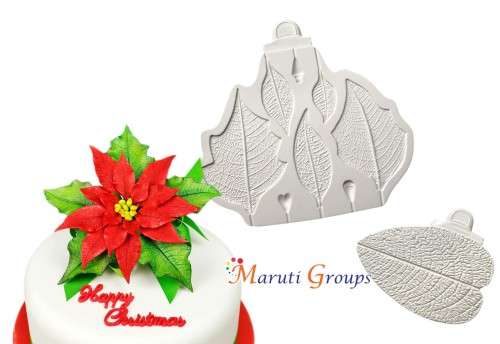 2pc Flower Poinsettia Veiner Silicone Mould