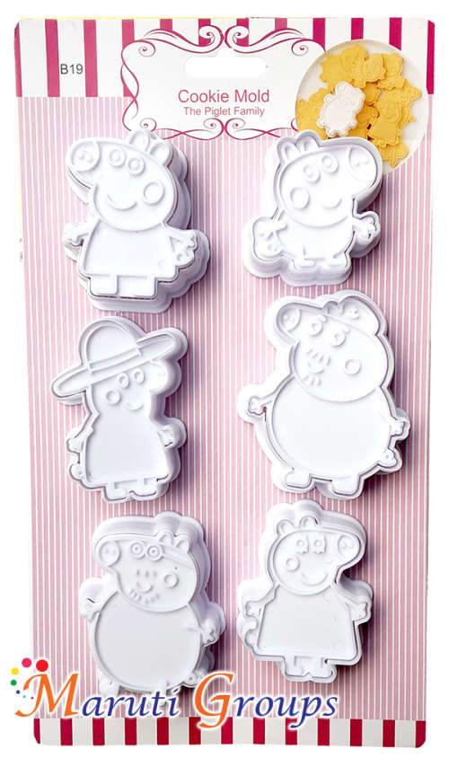 6pc Peppa Pig Cookie Cutter / Plunger cutter