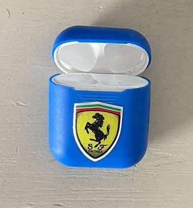 Apple Airpods 2 wireless charging case with Ferrari silicone case