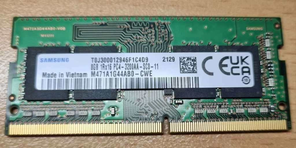 8GB DDR4 3200Mhz Laptop RAM - Samsung 8GB 1Rx16 PC4-3200AA-SCO-11