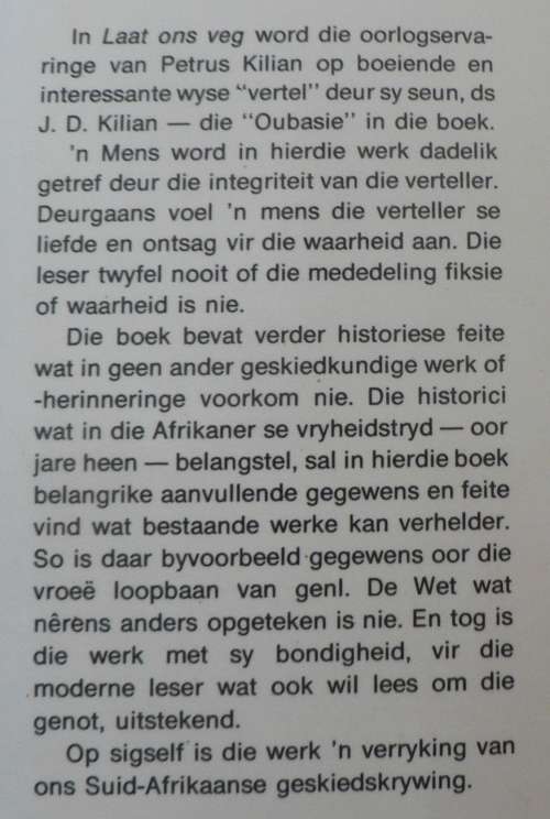 Laat ons veg deur J.D. Killian(Anglo-Boereoorlog)