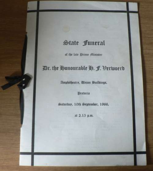 Begrafnisbrief: Staatsbegrafnis van wyle Eerste Minister, sy edele dr. H.F. Verwoerd(skaars)