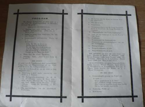 Begrafnisbrief: Plegtige Herbegrafnis van wyle Kommandant Jopie Fourie(baie skaars)