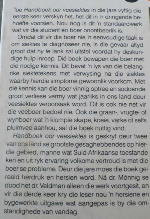 Handboek oor veesiektes deur Monnig en Veldsman