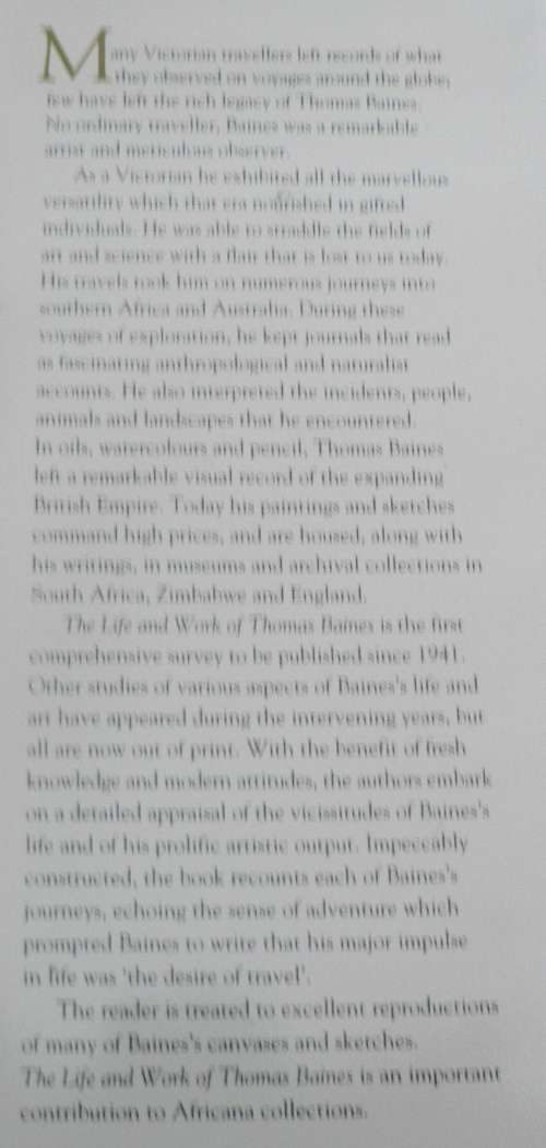 The life and work of Thomas Baines by Jane Carruthers & Marion Arnold