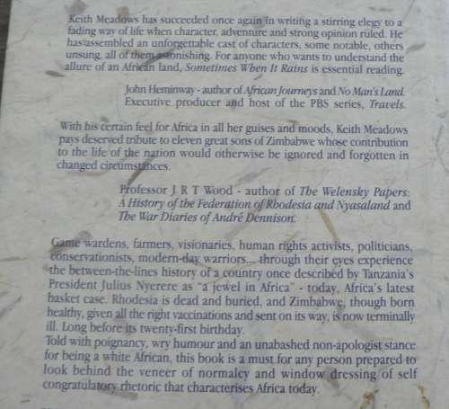 Sometimes when it rains, white Africans in black Africa by Keith Meadows (Rhodesiana)