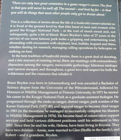 A Game Ranger remembers by Bruce Bryden(South African nature book)