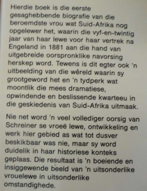 Olive Schreiner, `n lewe in Suid-Afrika 1855-1888 deur Karel Schoeman