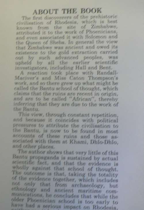 The origin of the Zimbabwean civilisation by R. Gayre of Gayre